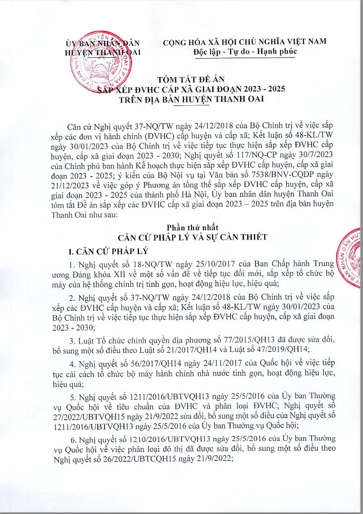 Tóm Tắt Đề Án Sắp Xếp  DVHC Cấp Xã Giai Đoạn 2023-2025